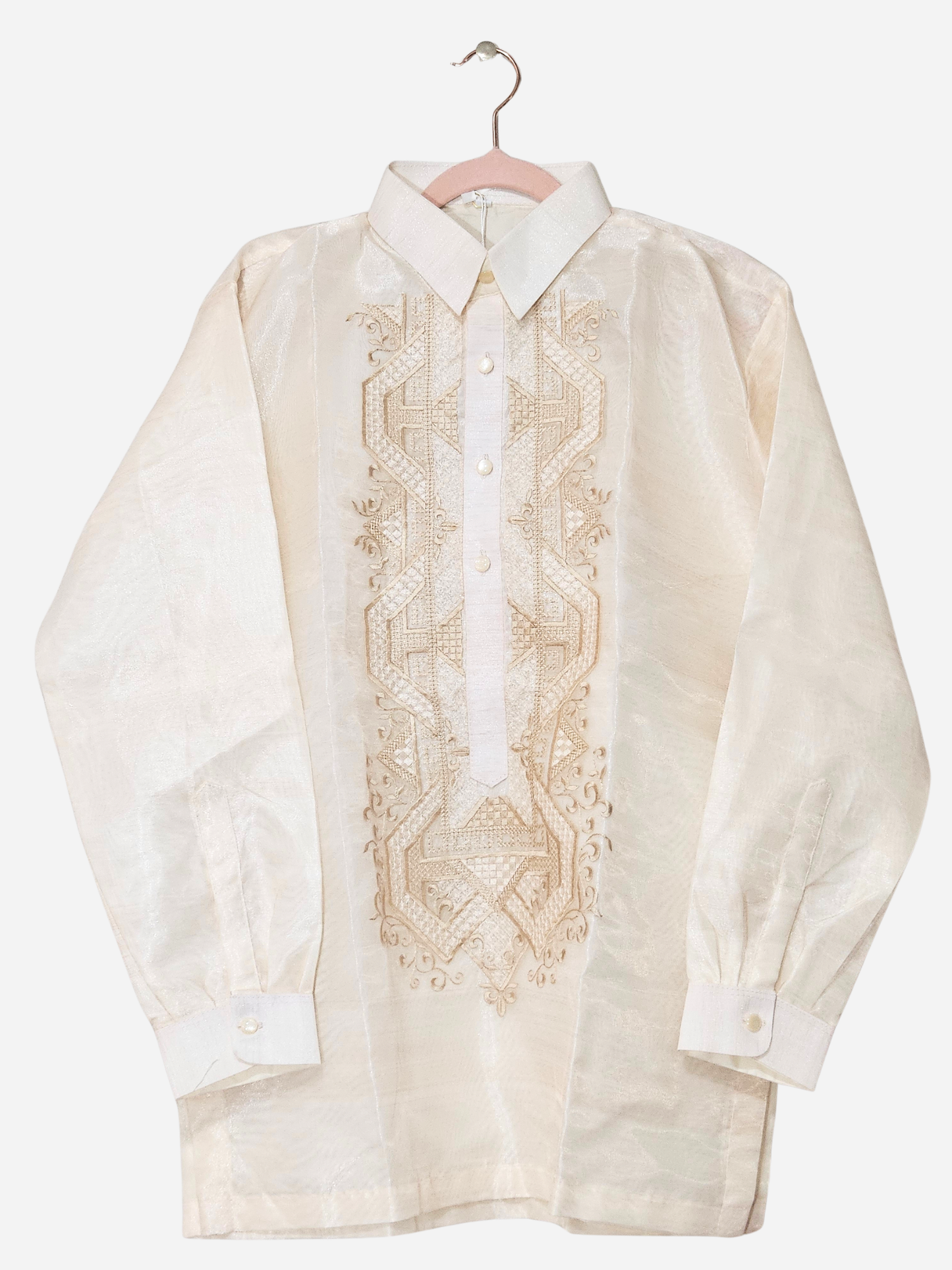 Cream Long Sleeve Barong Tagalog - Design 19