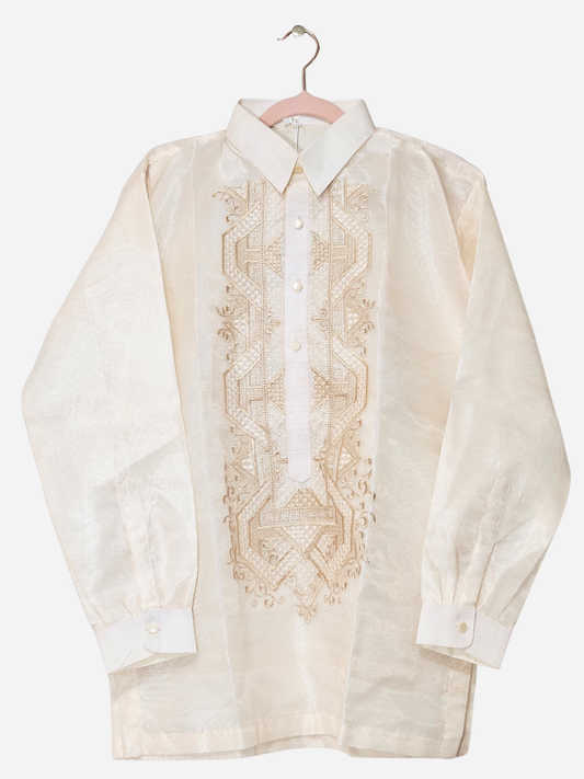 Cream Long Sleeve Barong Tagalog - Design 19