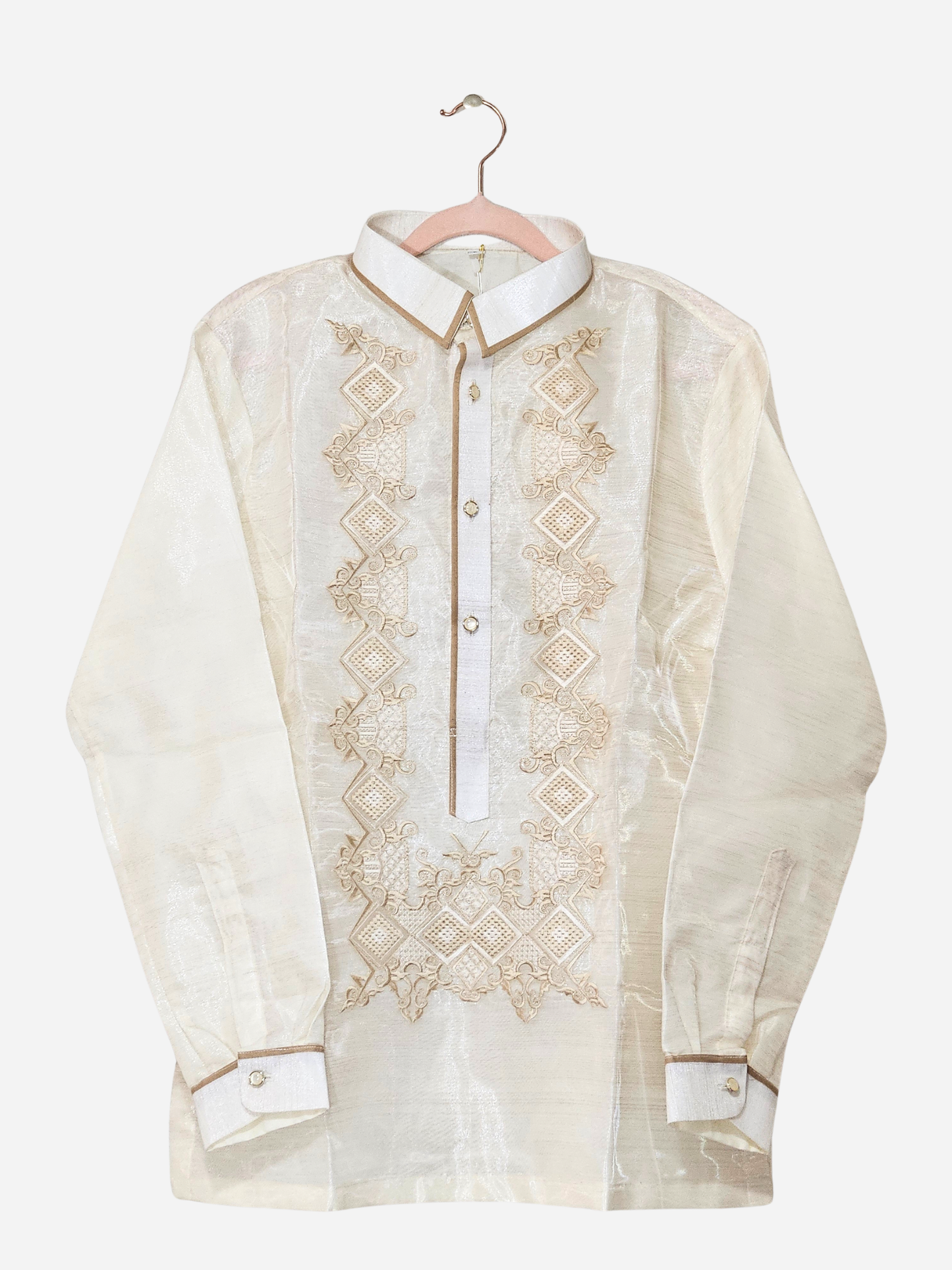 Cream Long Sleeve Barong Tagalog - Design 20